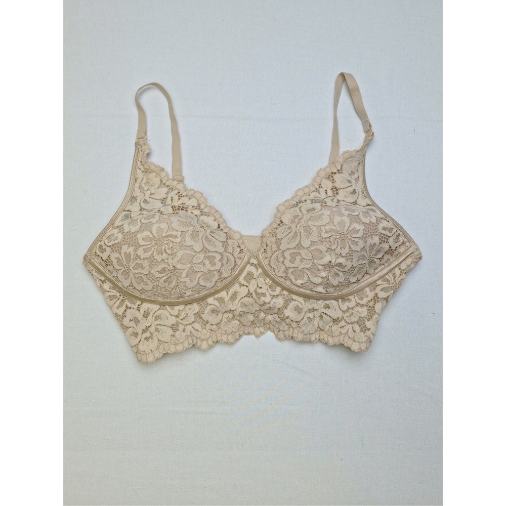 Maidenform Women Lace Bralette 34B Beige Floral Underwire Coquette Intimates NWT
